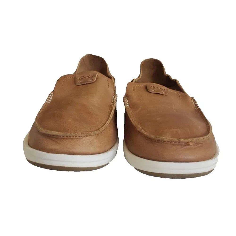 OLUKAI Kakaha Convertible Leather Slip-On Loafers Fox Tan Men's Size 10